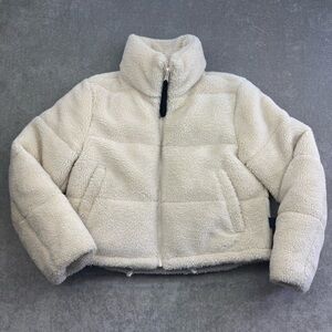 S13 New York Lilly Sherpa Puffer Jacket Women’s Off-White Faux Shearling